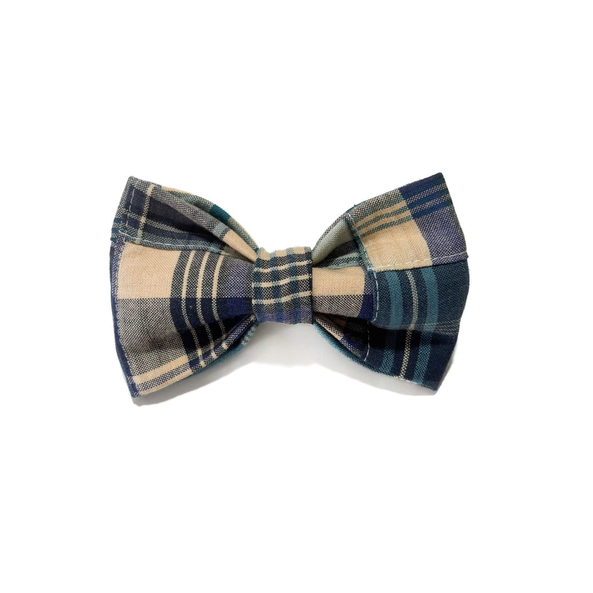 Denim remix Patchwork Plaid Dog Bow Tie - Hudson Houndstooth