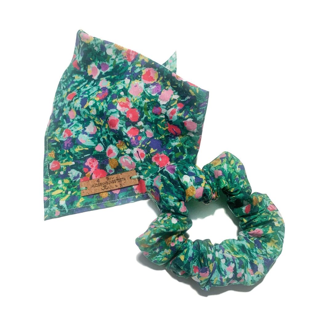 Watercolor Floral Matching Scrunchie Hudson Houndstooth