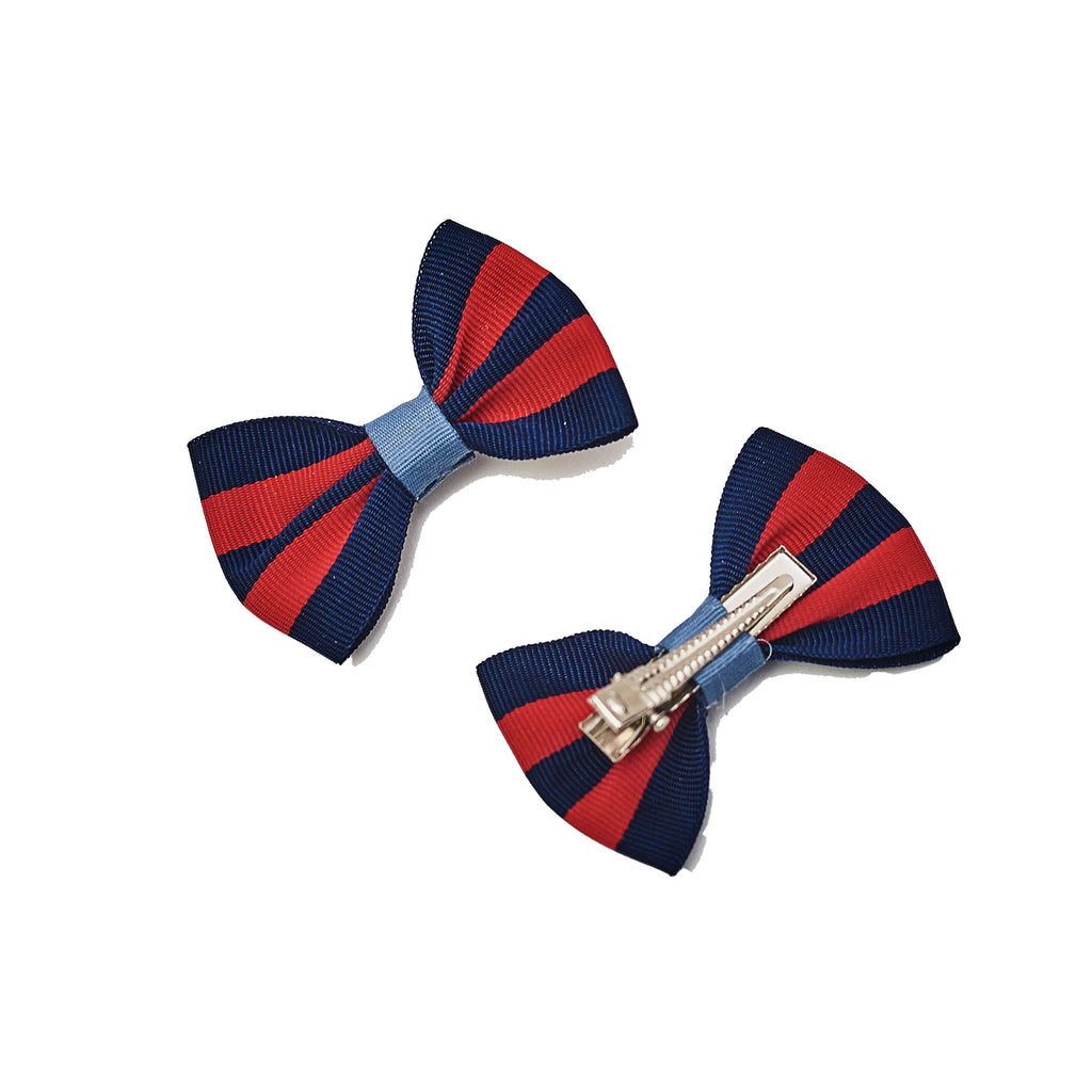 Navy Red Stripe Hair Bows Hudson Houndstooth