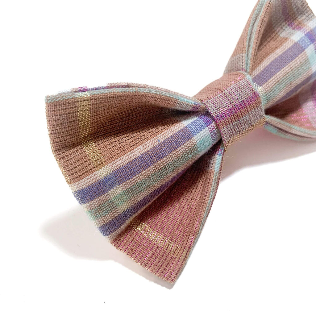 Frosty Blush Shimmer Plaid Bow Tie Hudson Houndstooth