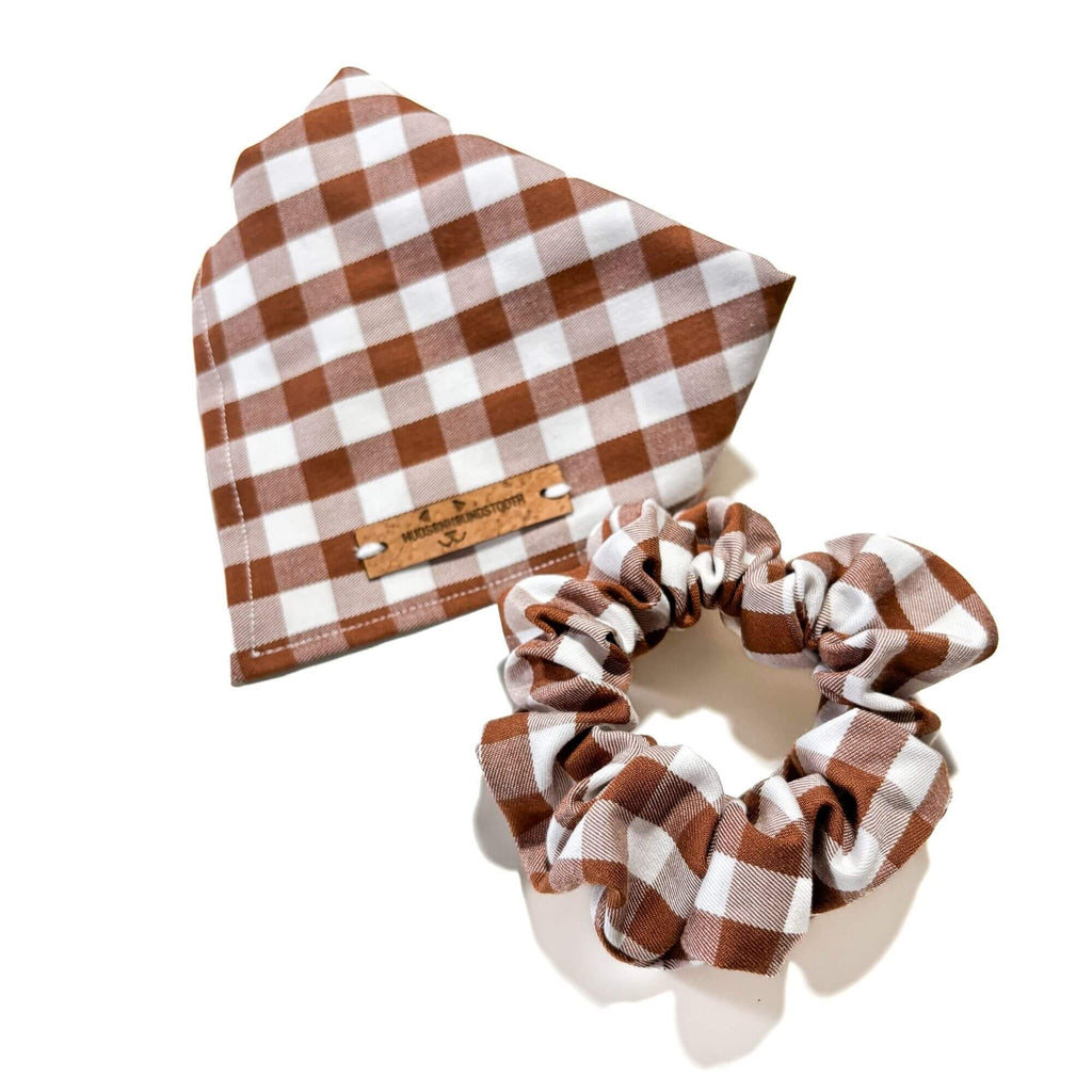 Golden Harvest Check Matching Scrunchie Hudson Houndstooth