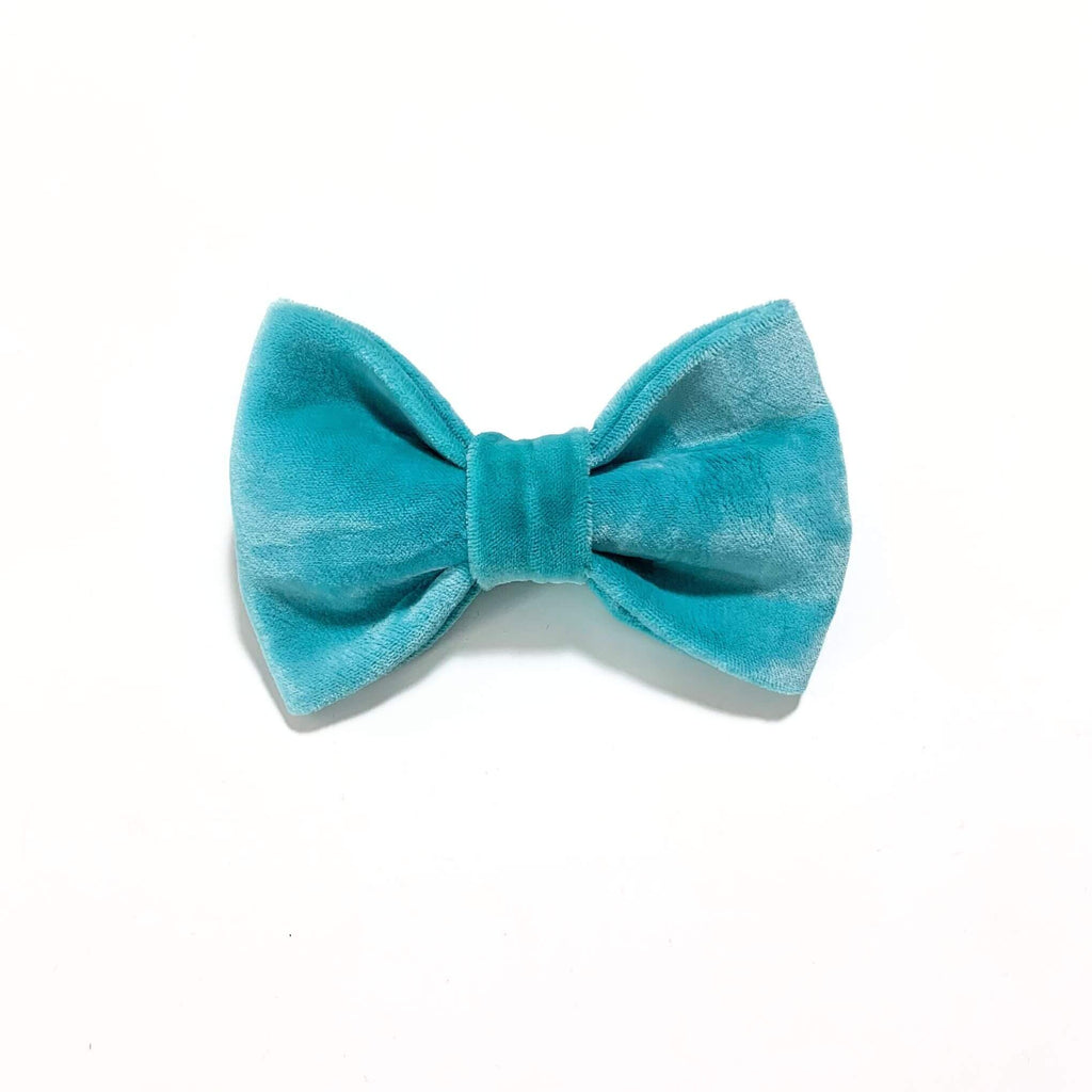 Icy Teal Velvet Bow Tie Hudson Houndstooth