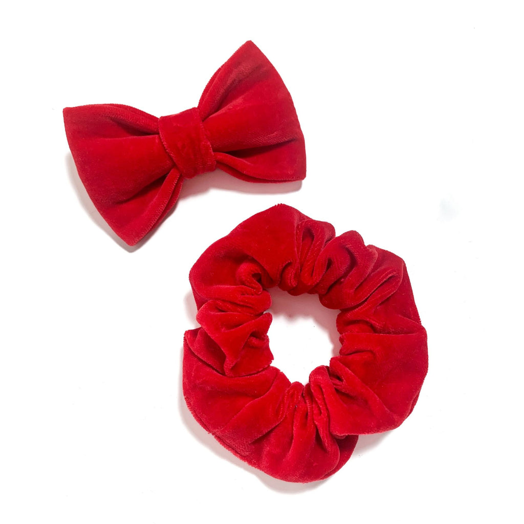 Red Velveteen Matching Scrunchie Hudson Houndstooth