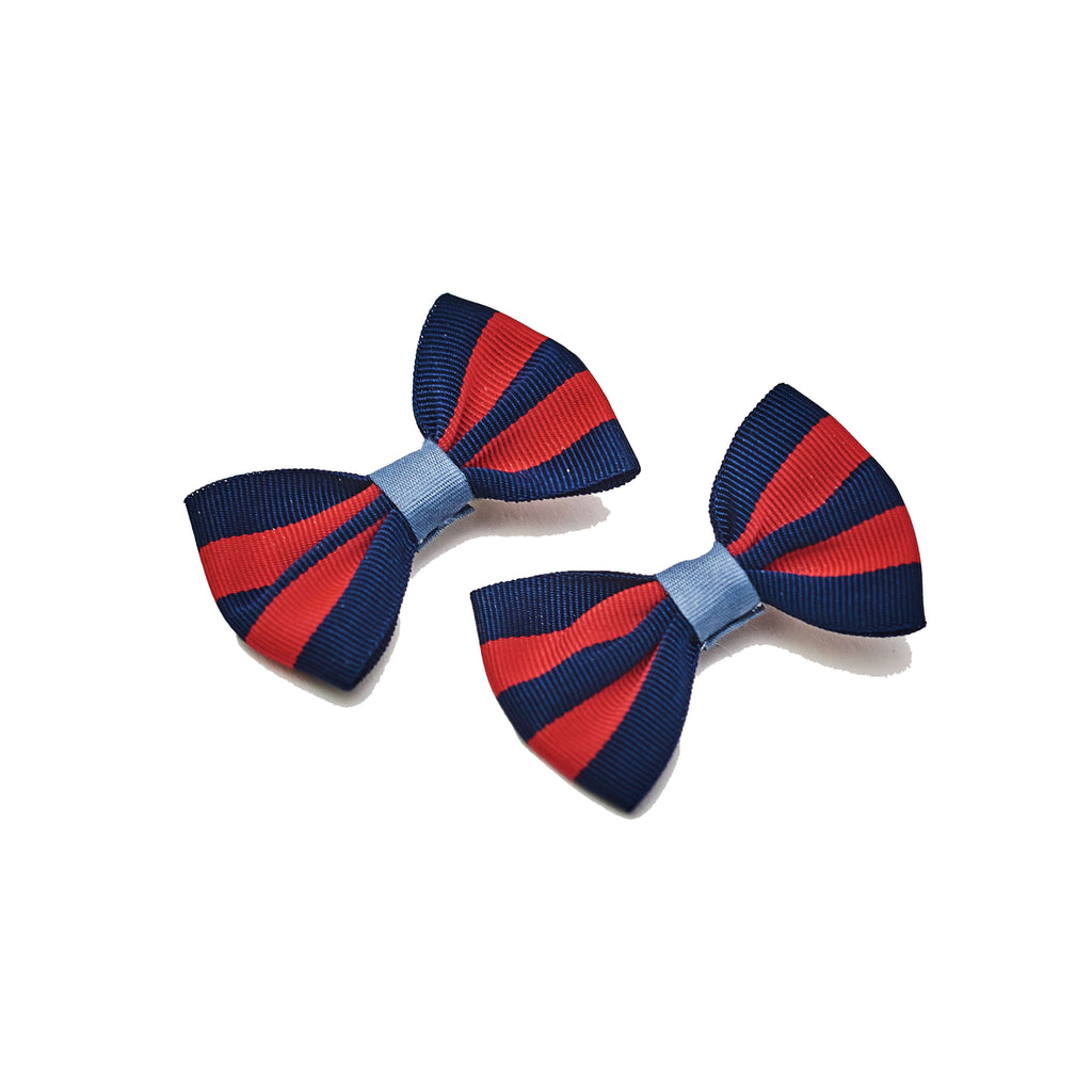 Navy Red Stripe Hair Bows Hudson Houndstooth