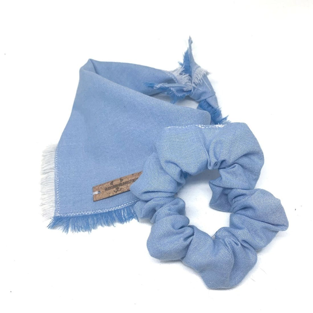 Blue Chambray Matching Scrunchie Hudson Houndstooth