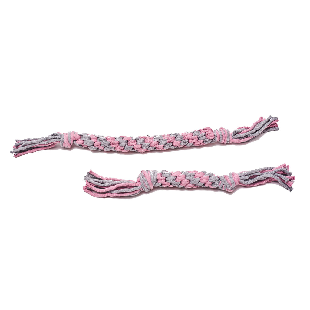 Pink and Heather Gray Tug Toy Hudson Houndstooth